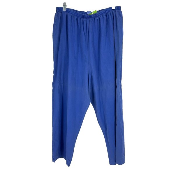 Fresh Produce Women 1X Pull On Pants Cropped High Waisted Blue Tapered Leg NEW - Picture 1 of 10